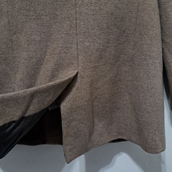 Calvin Klien Wool Silk Blend Preppy Minimalist Coat Size Tag Missing Large Tan - Picture 16 of 17